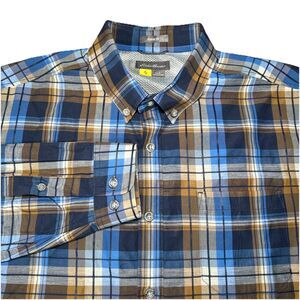 Eddie Bauer Travex Classic Fit Men’s L Plaid Long Sleeve Hiking Button Down EUC